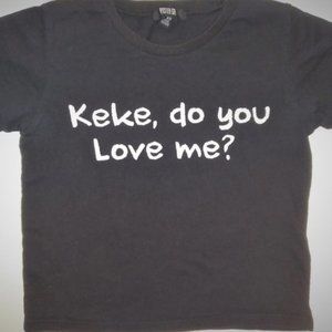 Women's Dolls Kill, Black "Keke Do You Love Me" Cropped Tee Size XS